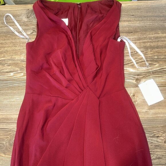 NWT Jenny Packham V Neck Crepe Column Gown Bridesmaid Dress Burgundy Sz 0. 17 - Picture 2 of 10